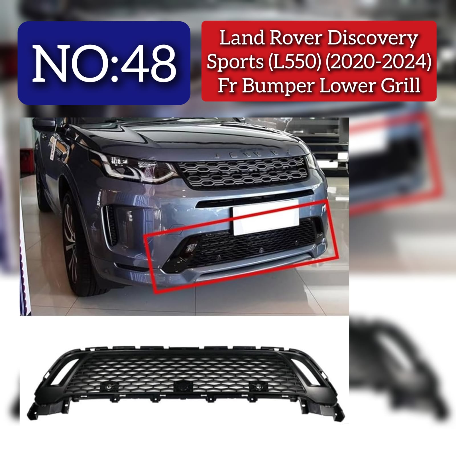 Front Bumper Lower Grill Compatible With Land Rover Discovery Sports (L550) (2020-2024) Tag No.48