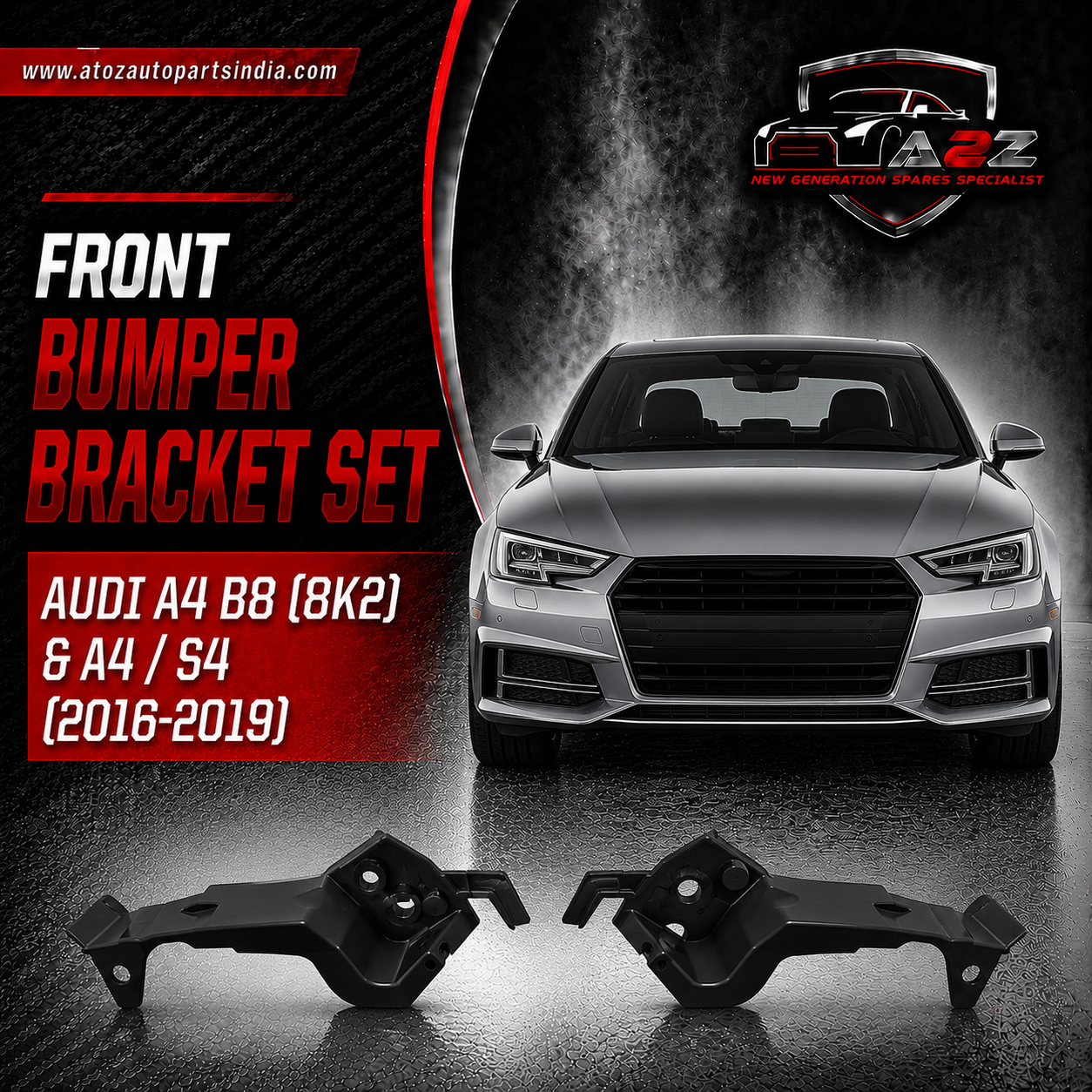 Front Bumper Bracket Left 8K0807283 & Right 8K0807284 Compatible With AUDI A4 B8 (8K2) & A4 / S4 (2016-2019) Tag No.28