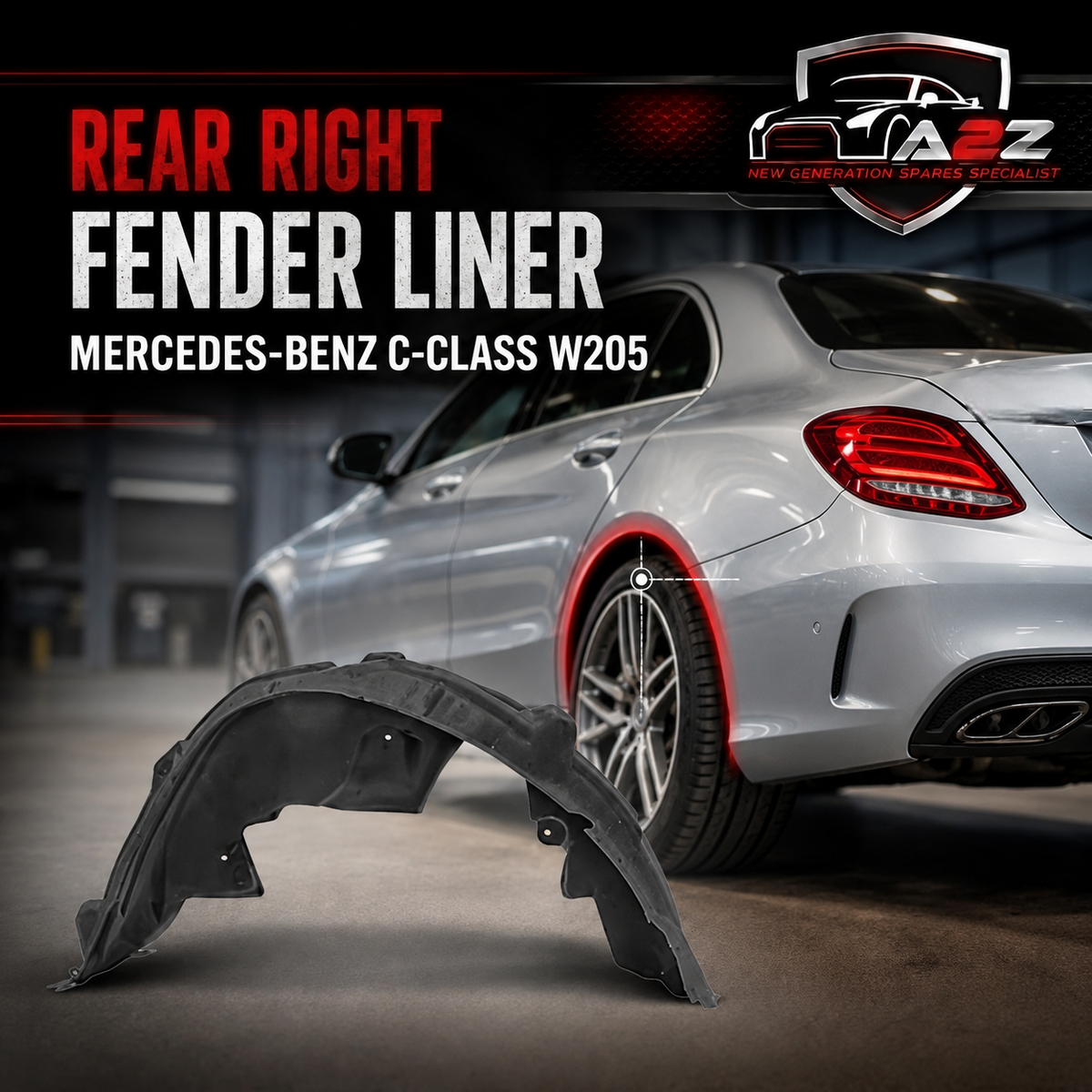 Rear Left Fender Liner 2056900730 A2056900730 Compatible With MERCEDES-BENZ C-CLASS W205 Tag-FEM-69
