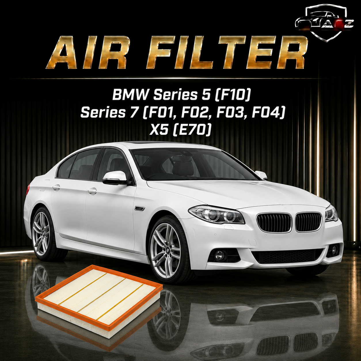 Air Filters E1051L & 13717571355 &  LX2525 Compatible With BMW  Series 5 (F10)  Series 7 (F01, F02, F03, F04) X5 (E70) Tag.271