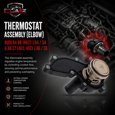Thermostat Assembly (Elbow) 06E121111AC 06E121111G 06E121111D 06E121111H 06E121111M Compatible With AUDI A4 B8 (8K2) | A4 / S4 & A6 C7 (4G2, 4GC) | A6 / S6 Tag No.53