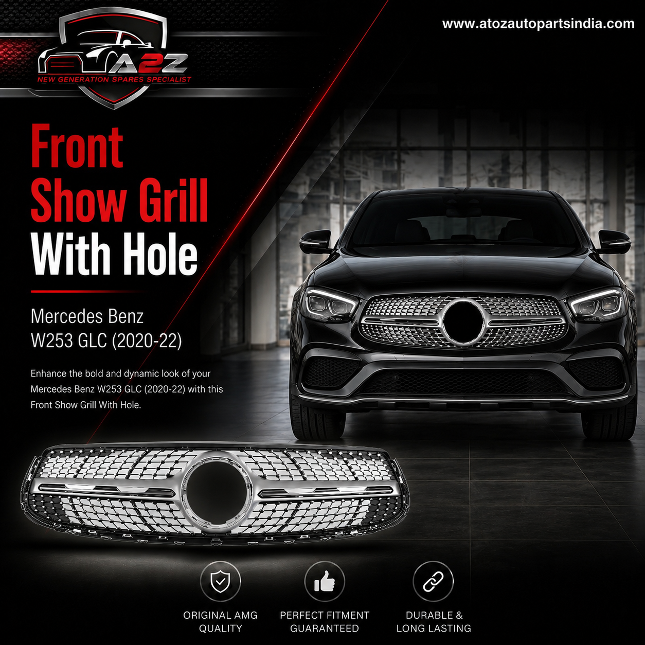 Front Show Grill With Hole 2538888500 Compatible With Mercedes Benz W253 GLC (2020-22) Tag No.58