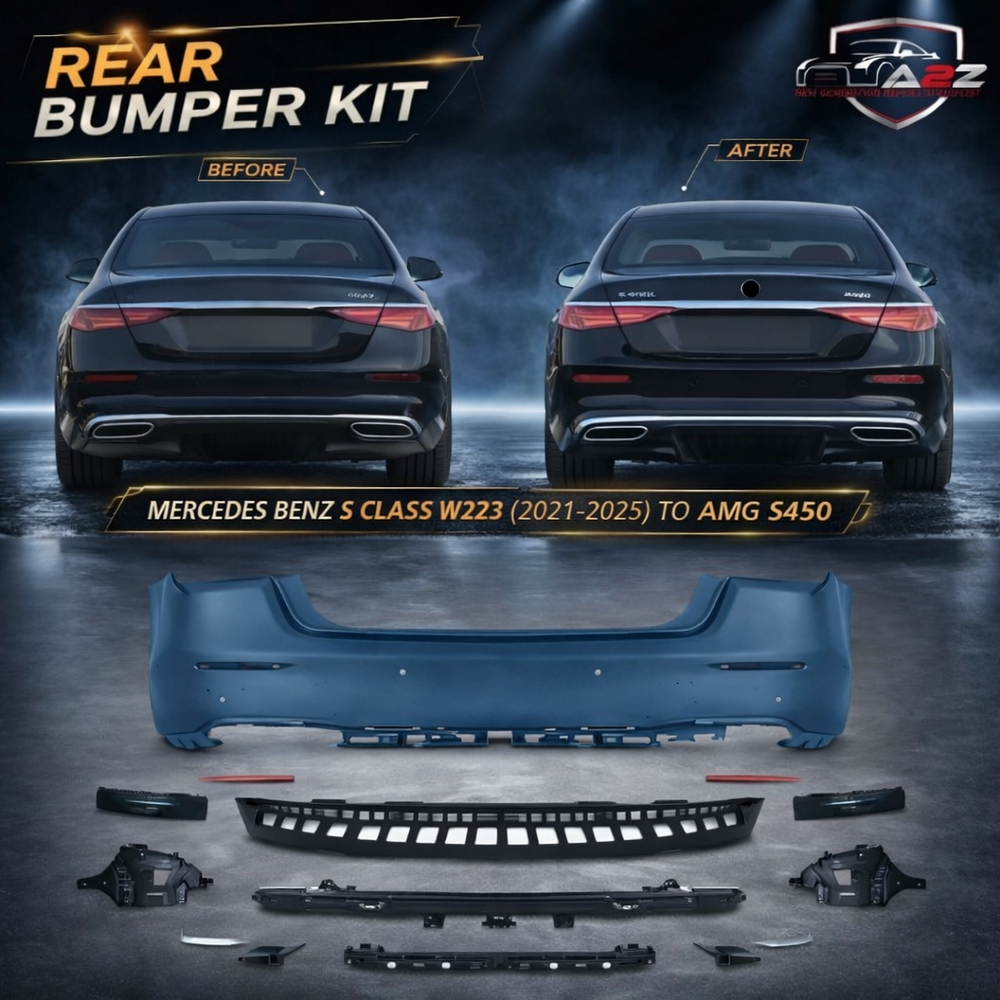 Rear Bumper Kit Compatible With Mercedes Benz S Class W223 (2021-2025) Upgrade To Mercedes Benz AMG S450 (Shipping Cost Not Included In Price)