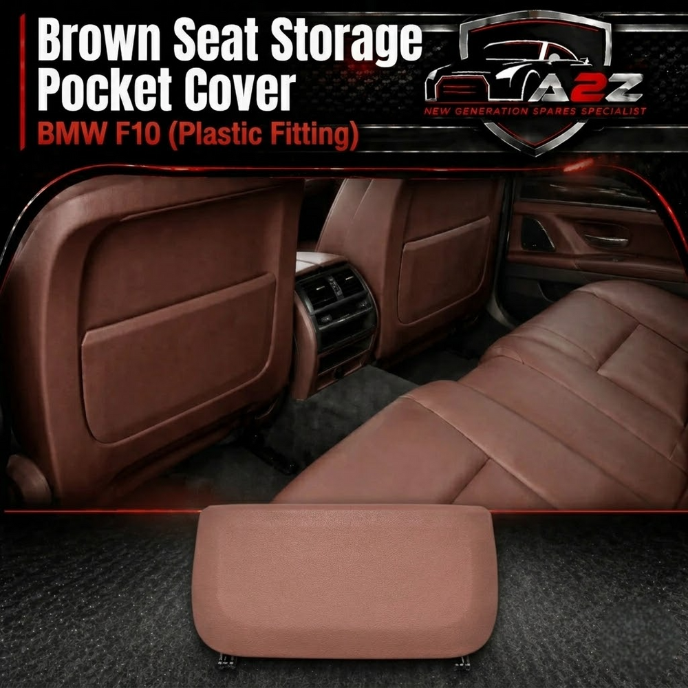 Brown Seat Storage Pocket cover 52107232090 Compatible With BMW 5 Series F10  T-1 (Llastic Fitting)