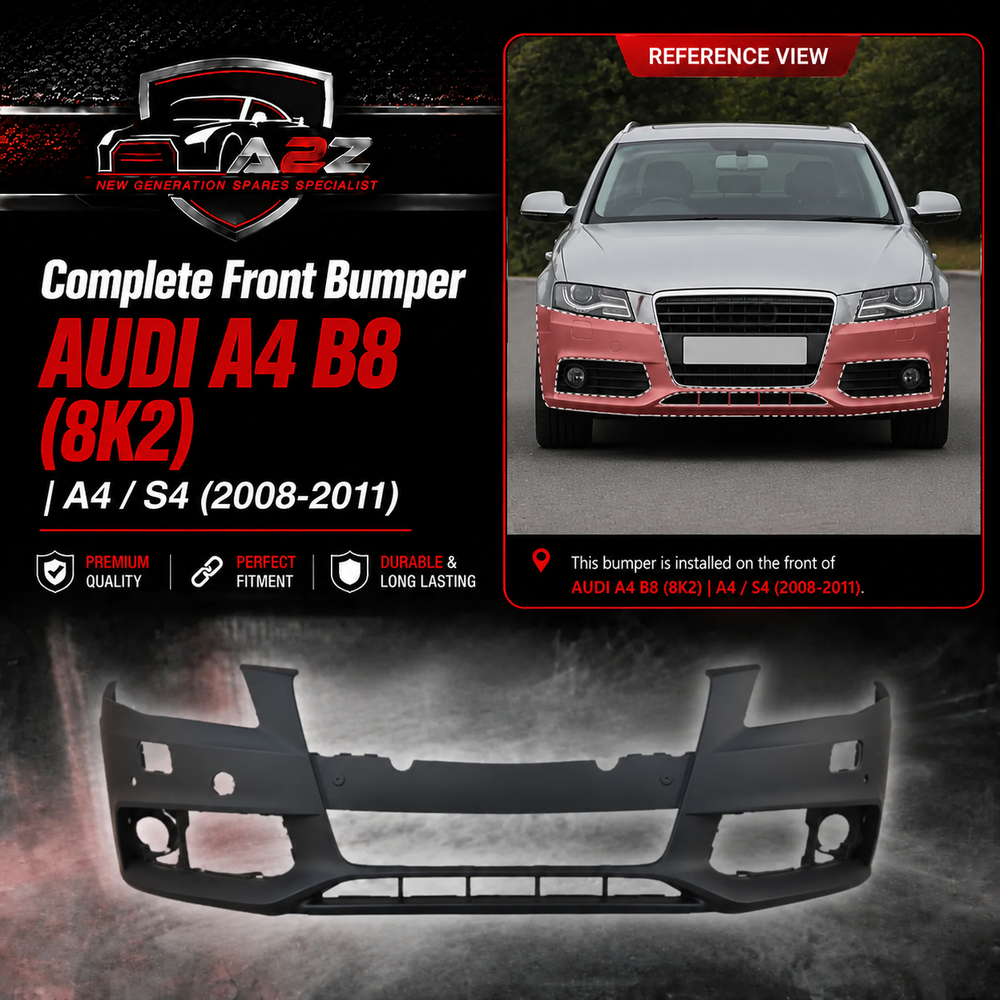 Front Rear Bumper 8K0807105C 8K0807105CGRU Compatible With AUDI A4 B8 (8K2) | A4 / S4 (2008-2011) No:- 13