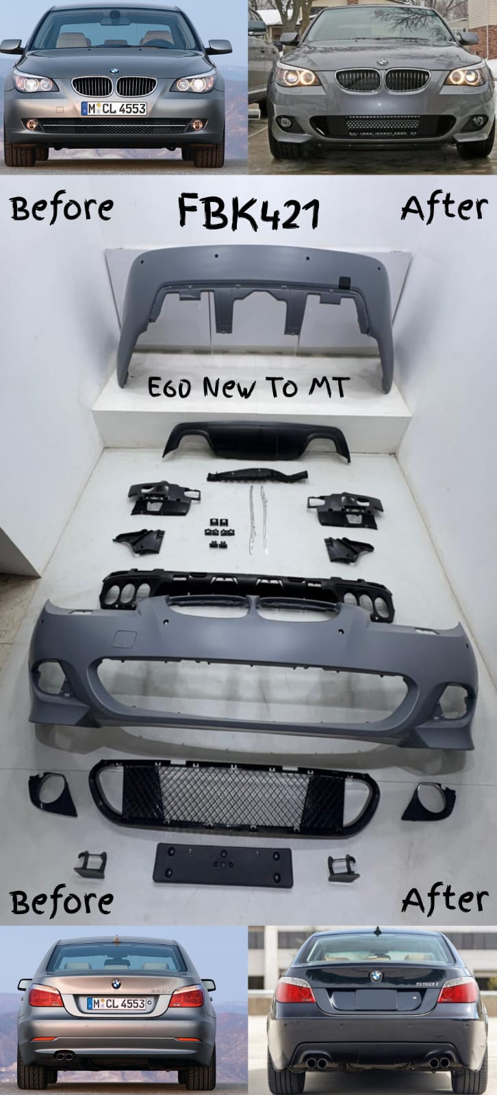Complete Conversion Bumper Kit Compatible With BMW E60 New Upgrade to BMW E60 New MT(TAG NO.FRBK421) (Shipping Cost Not Included In Price)