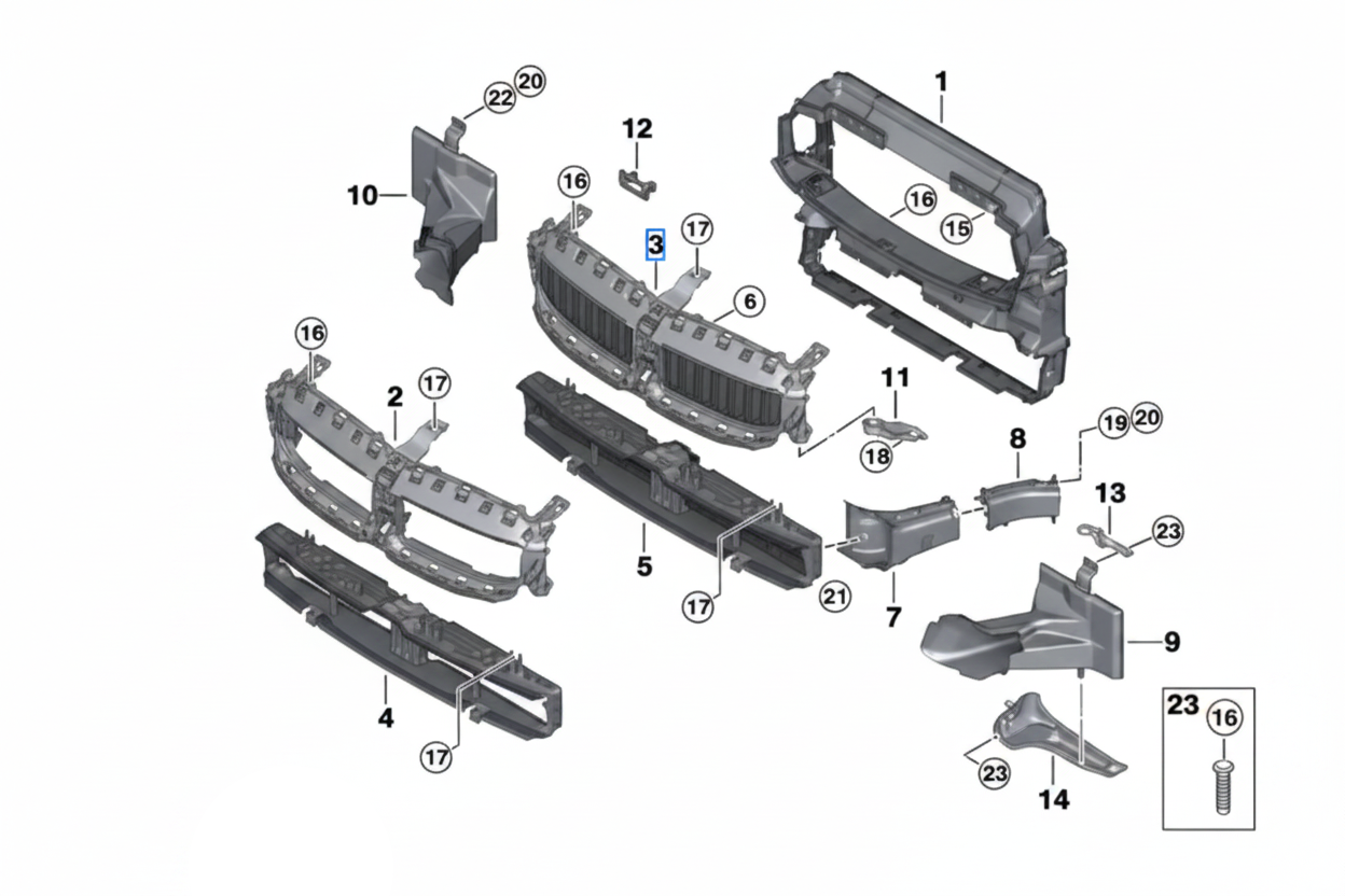 Complete Air Duct With Motor 51745A2DB49 Compatible With BMW 3 SERIES (G20) LCI (2023-2025)