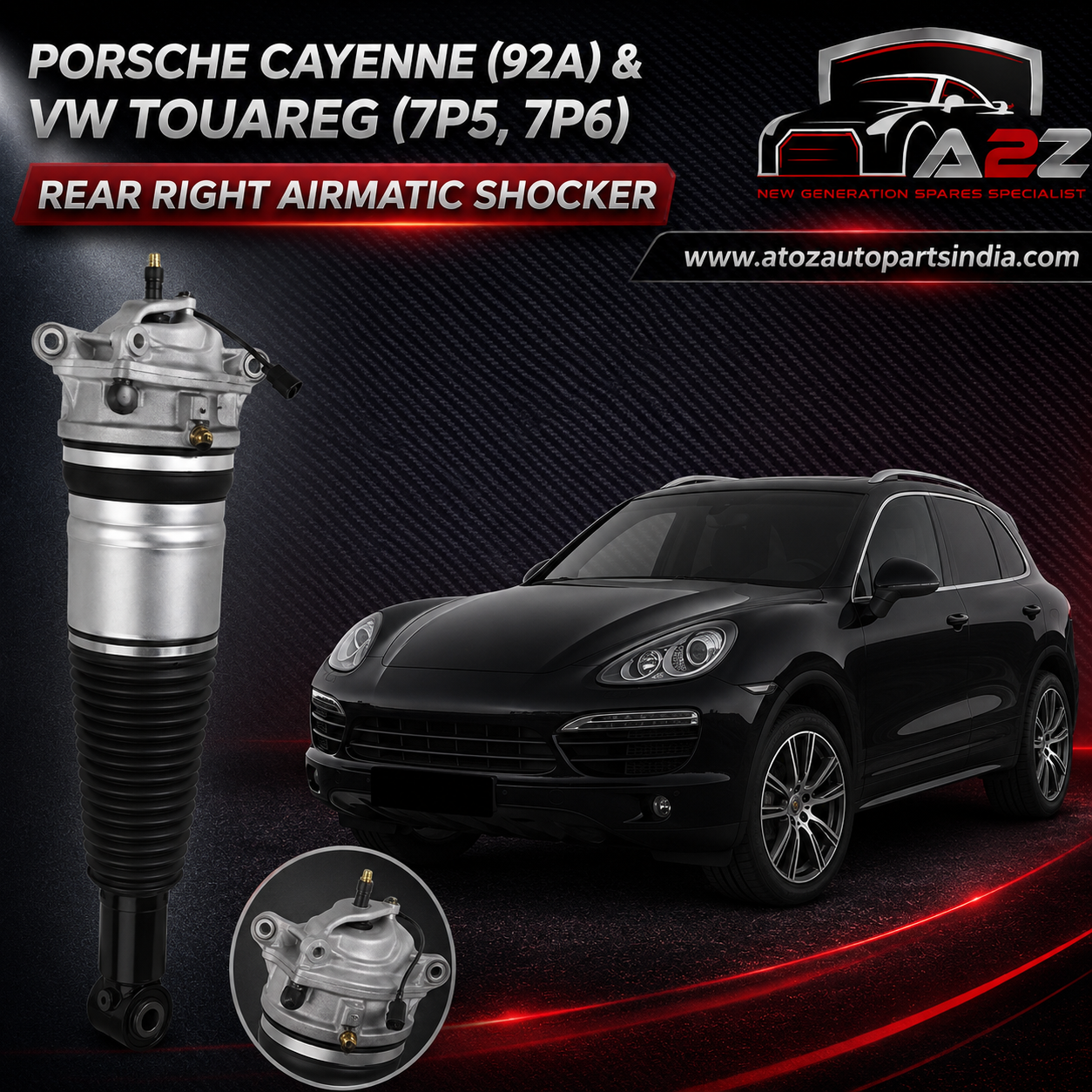Rear Right Air Suspension Shock Absorber Strut 95835802050 95835802040 95835802041 95835802042 95835802051 Compatible With PORSCHE CAYENNE (92A) & VW TOUAREG (7P5, 7P6)