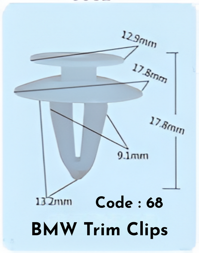 Trim Clips (Set of 10) Code:68 Compatible With BMW