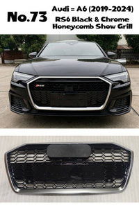 RS6 Black And Chrome Honeycomb Show Grill Compatible With Audi = A6 (2019-24) Tag No.73