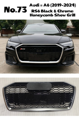 RS6 Black And Chrome Honeycomb Show Grill Compatible With Audi = A6 (2019-24) Tag No.73