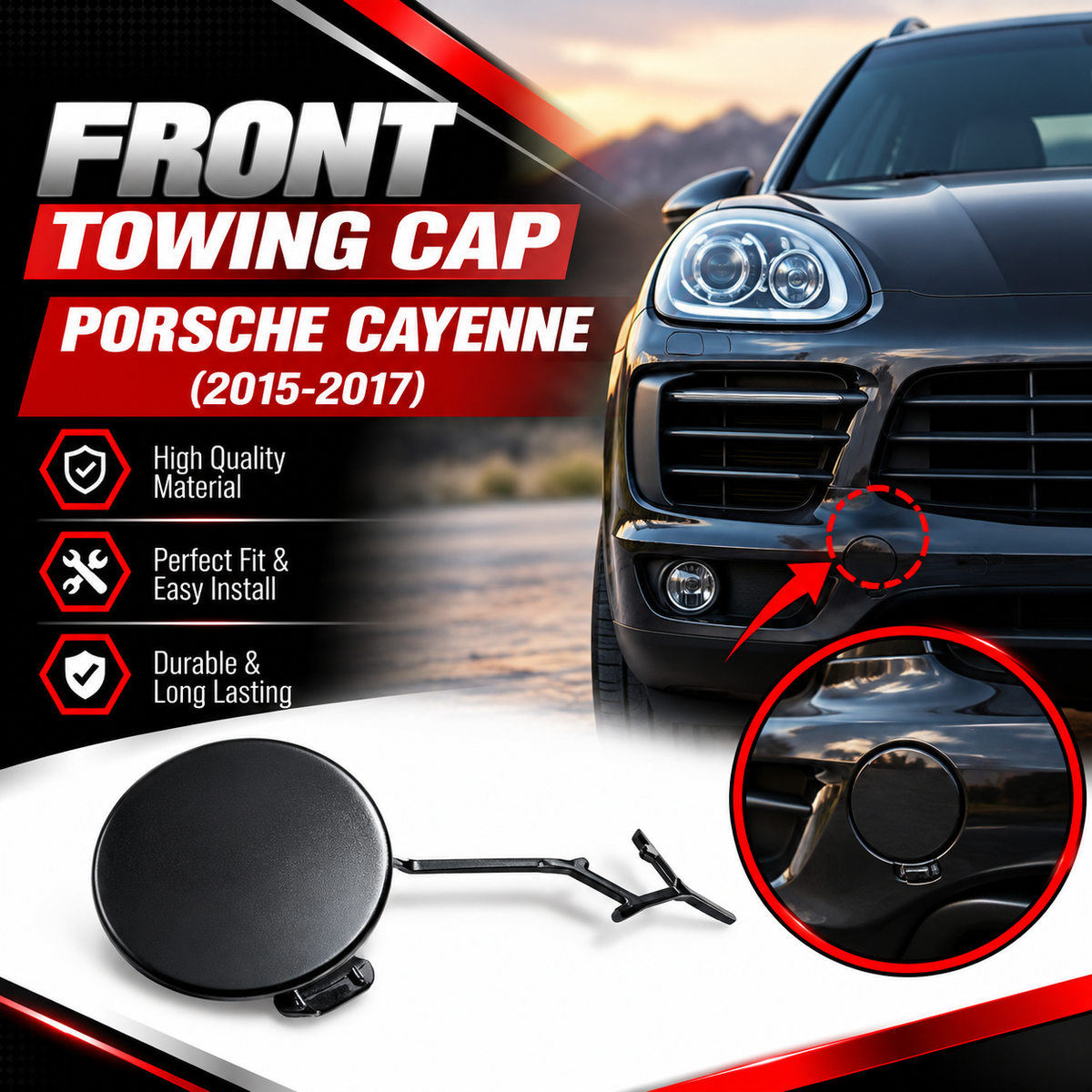 FRONT TOWING CAP 7P5807155A Compatible With PORSCHE CAYENNE (2015-2017) Tag : 133