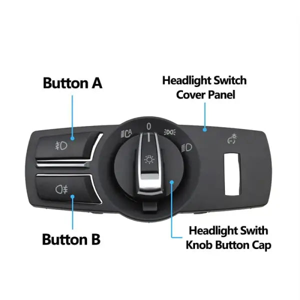 Headlight Switch Cover Panel 4 PCS Set 61316803965 Compatible With BMW 5 Series (F10) 5 Gran Turismo (F07) 7 Series  (F01, F02, F03, F04) X3 (F25)