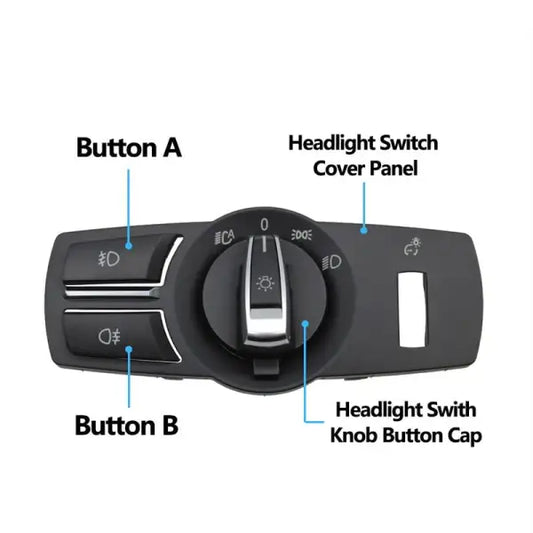 Headlight Switch Cover Panel 4 PCS Set 61316803965 Compatible With BMW 5 Series (F10) 5 Gran Turismo (F07) 7 Series  (F01, F02, F03, F04) X3 (F25)