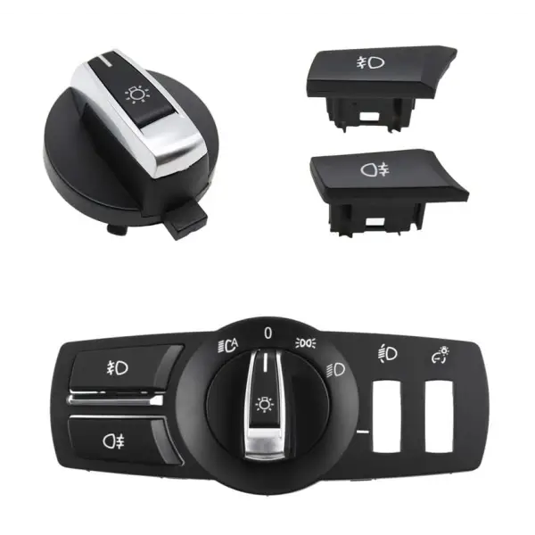 Headlight Switch Cover Panel 4 PCS Set 61316803965 Compatible With BMW 5 Series (F10) 5 Gran Turismo (F07) 7 Series  (F01, F02, F03, F04) X3 (F25)