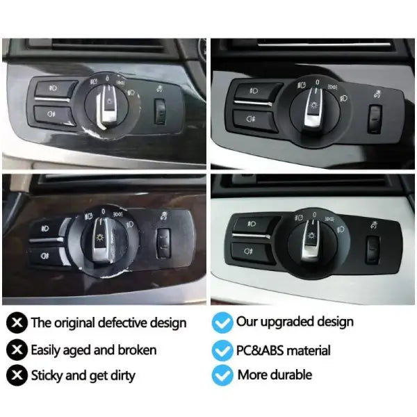 Headlight Switch Knob Assembly 61319192744 61319311218 61316803965 -A Compatible With BMW 5 Series (F10) & 5 Series  Gran Turismo (F07) & 7 Series (F01, F02, F03, F04) & X3 (F25) Tag No.136