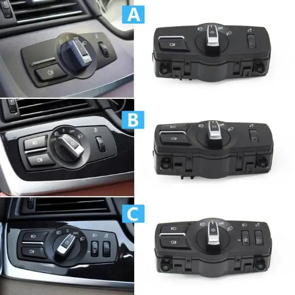 Headlight Switch Knob Assembly 61319192744-A Compatible With BMW 5 Series (F10) & 5 Series  Gran Turismo (F07) & 7 Series (F01, F02, F03, F04) & X3 (F25)