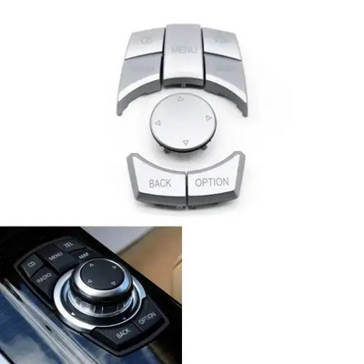 Silver CIC iDrive Multimedia Trims Control Button Cover 65829206446-4 Compatibe With  BMW 5 Series F07 F10 & 7 Series (F01 F02 F03 F04) & X3 F25