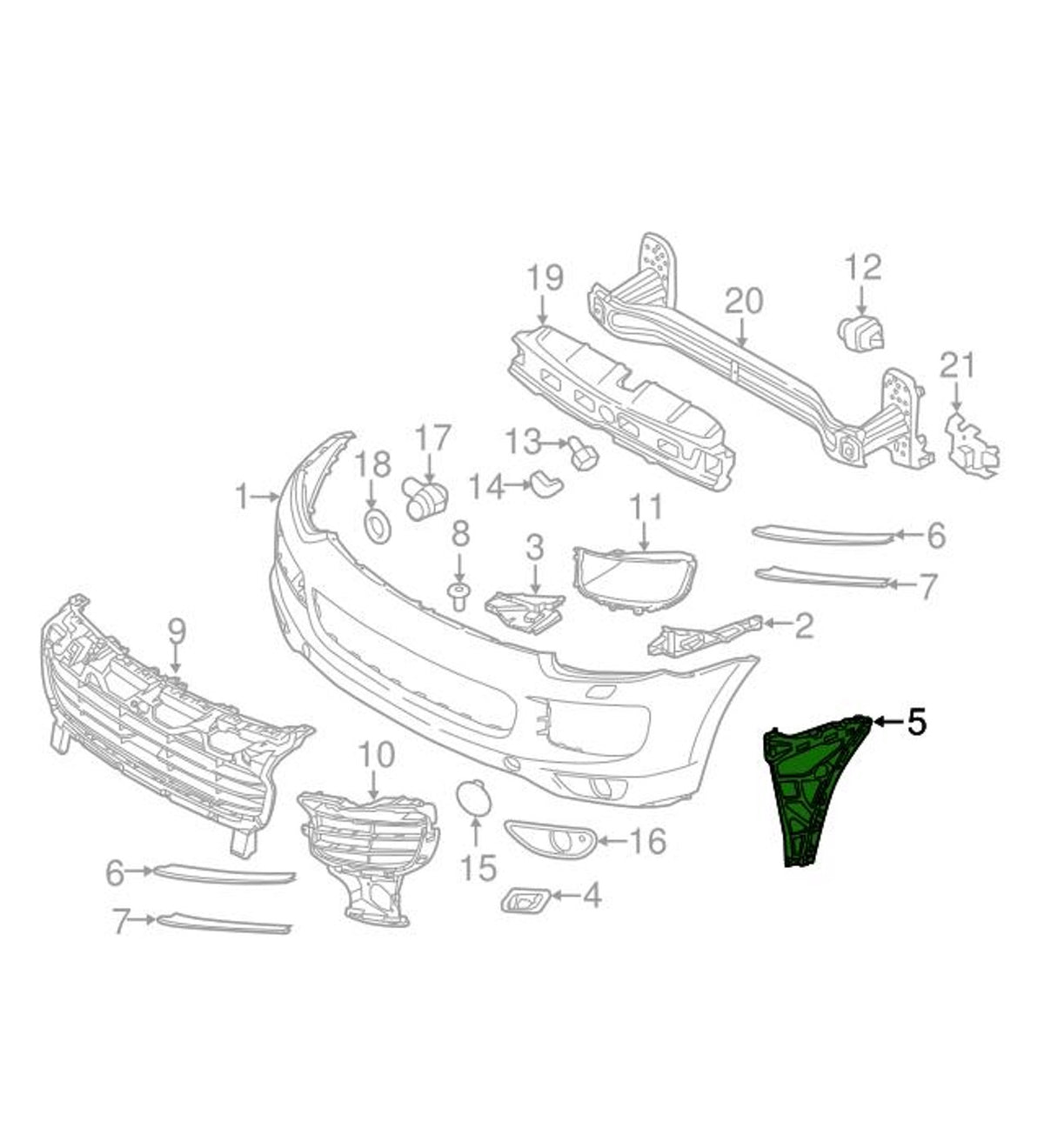 Front Bumper Bracket Left 95850517750 & Right 95850517850 Compatible With PORSCHE CAYENNE (9YA) (2015) Tag No.205
