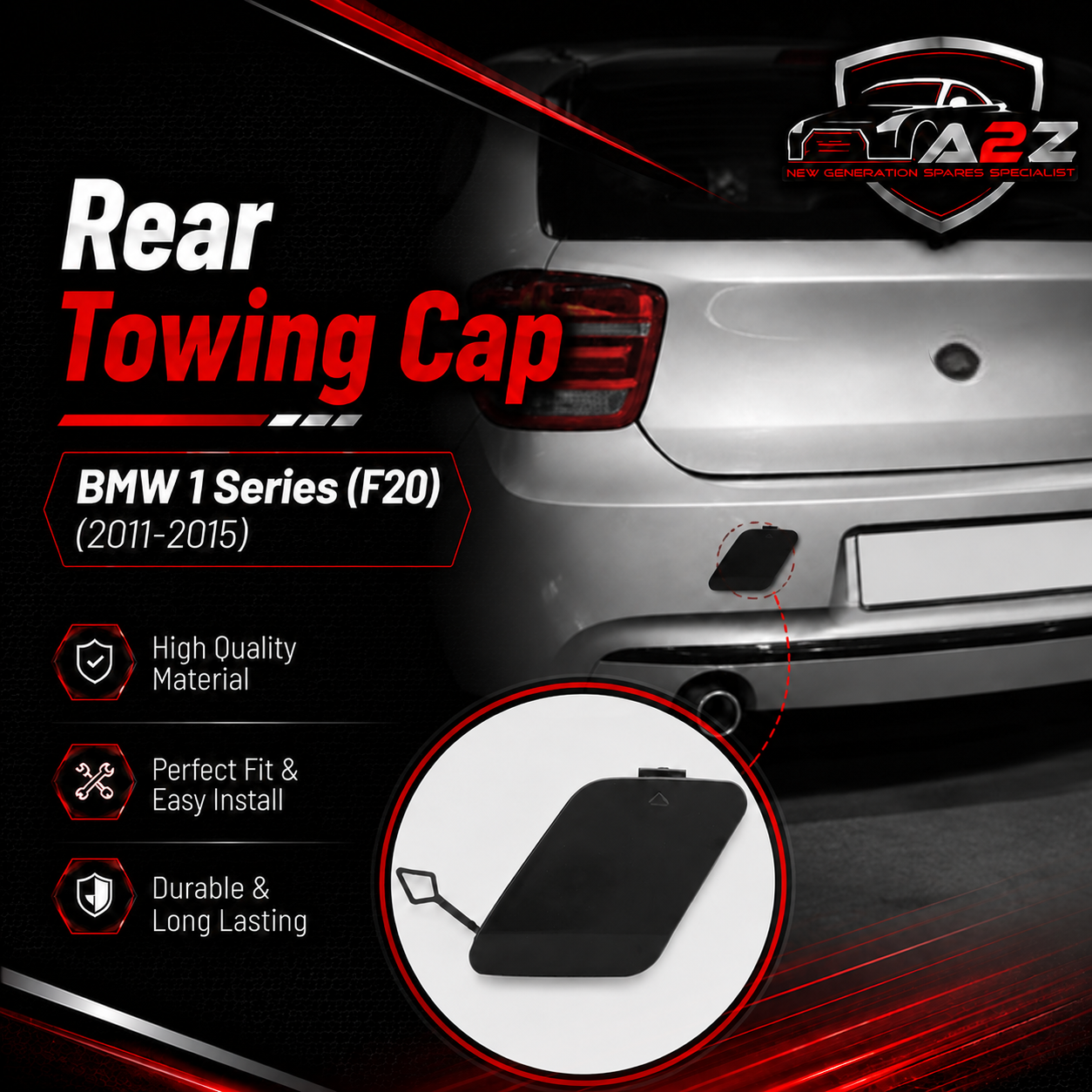 Rear Towing Cap 51127293548 Compatible With BMW 1 Series (F20) (2011-2015) Tag No.571