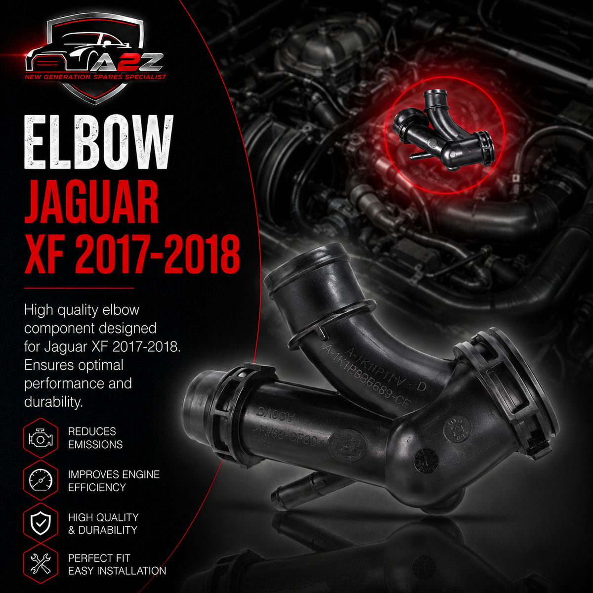 ELBOW JDE39414 LR092129 Compatible With Jaguar XF 2017-2018. Tag No.156