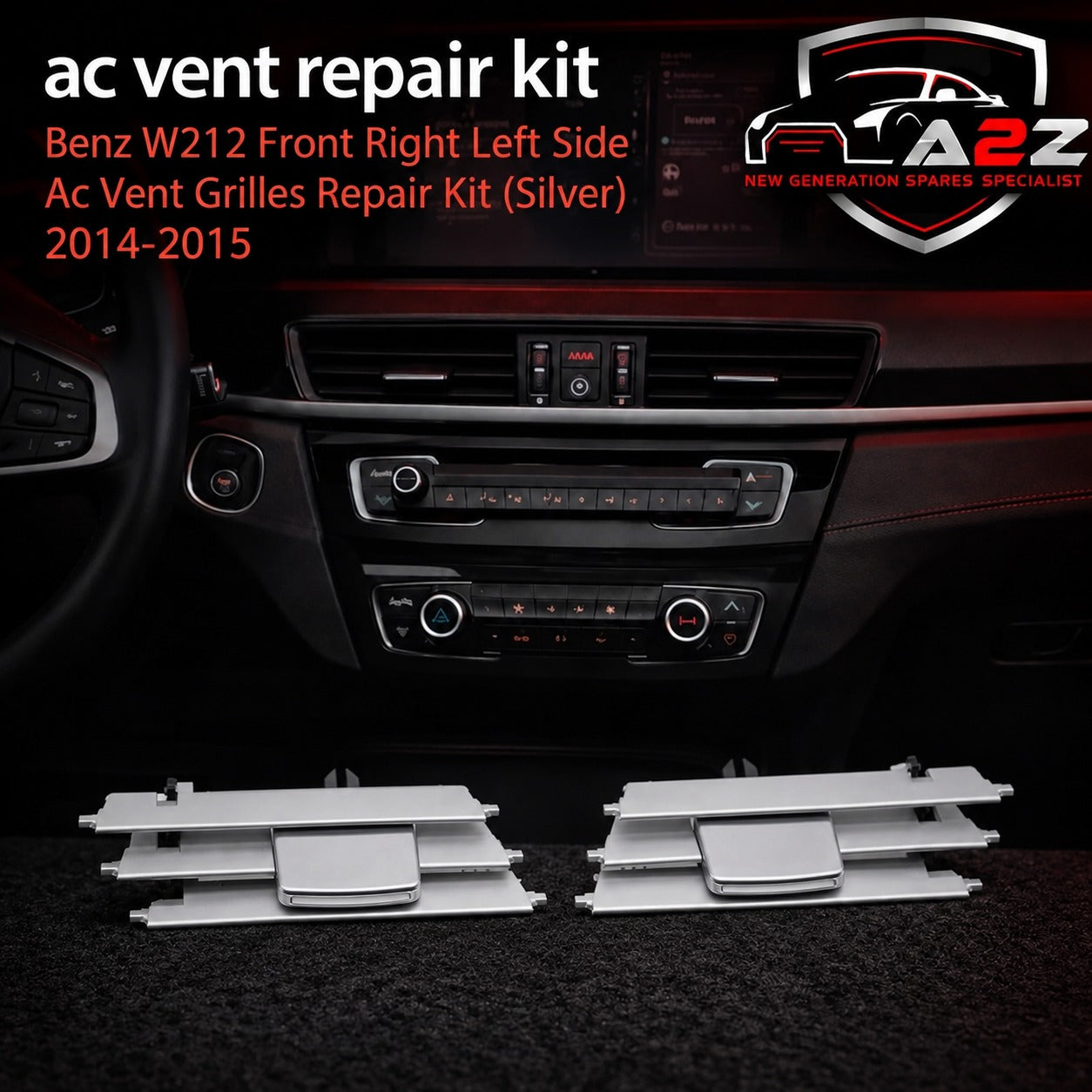 Front Right Left Side Ac Vent Grilles Repair Kit (Silver) 2128303354, 2128303454 Compatible With Benz W212