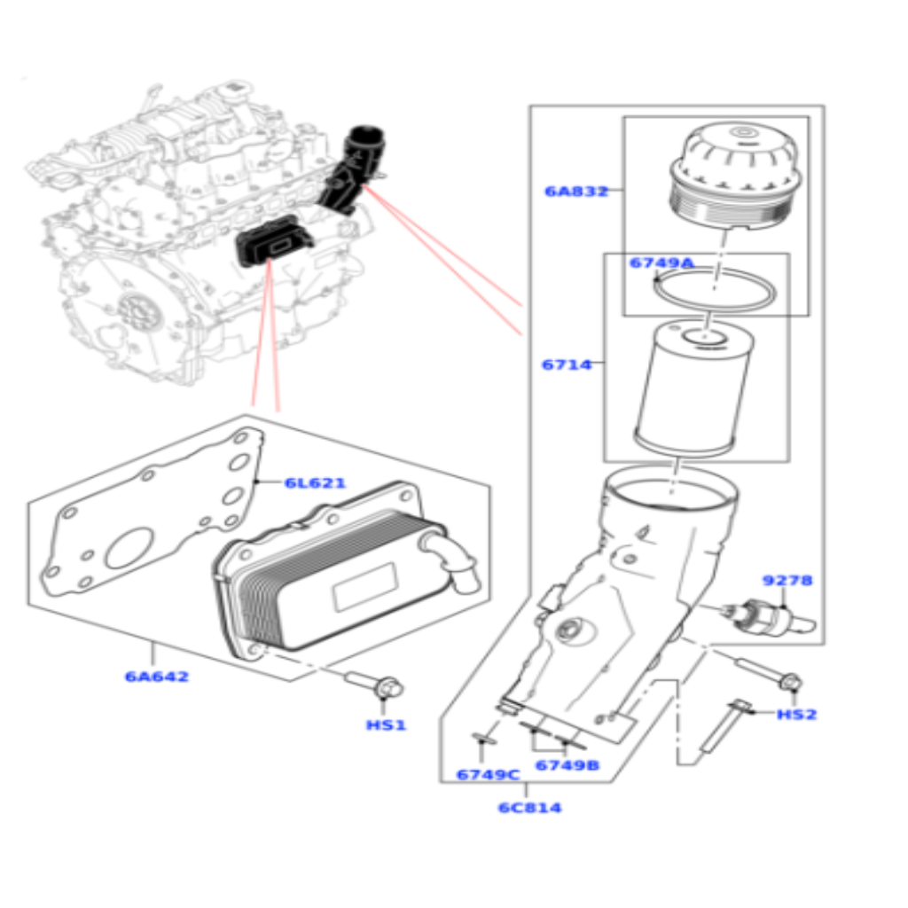 OIL COOLER LR075630 G4D36A642AA G4D36A642BB JDE36854 JDE38250 LR073678 Compatible With  JAGUAR XE (X760) & XF II (X260) & LAND ROVER DEFENDER Station Wagon (L663) & DISCOVERY SPORT (L550)