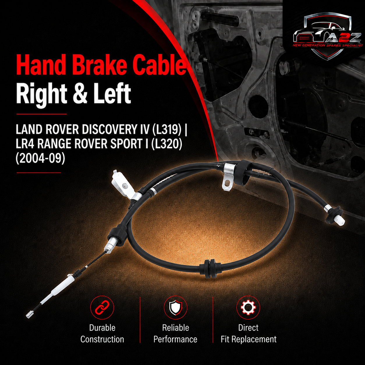 Hand Brake Cable Right LR018469 Left LR018470 Compatible With LAND ROVER DISCOVERY IV (L319) | LR4 RANGE ROVER SPORT I (L320)  (2004-09)