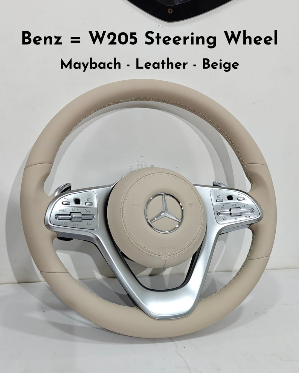 Beige Steering Wheel With Maybach Logo Compatible With Mercedes Benz W205