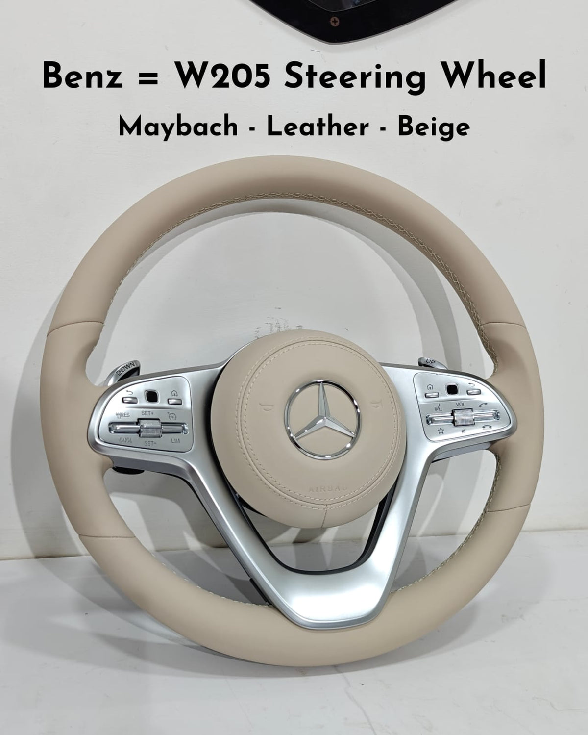 Beige Steering Wheel With Maybach Logo Compatible With Mercedes Benz W205