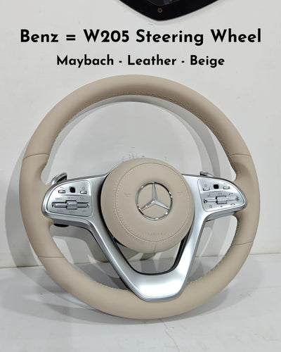 Beige Steering Wheel With Maybach Logo Compatible With Mercedes Benz W205