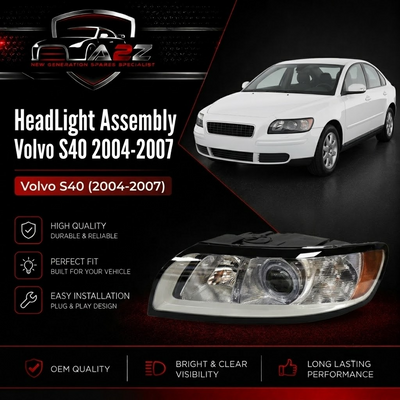 Headlight Left 31335245 & Right 31335246 Compatible With Volvo S40 2004-2007