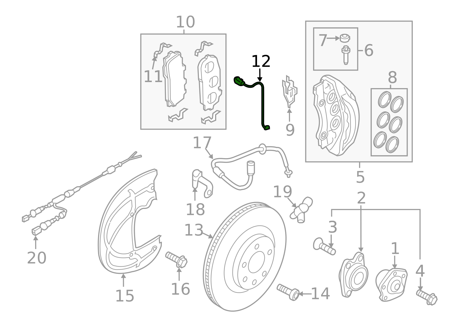 Rear Brake Pad Wear Sensor 4M0615121P Compatible With AUDI A8  Q7 Q8