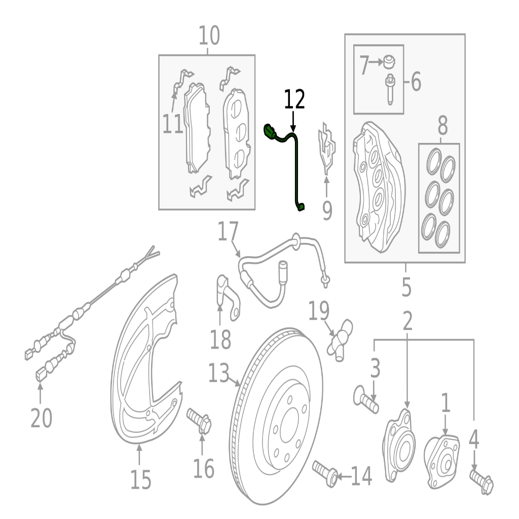Rear Brake Pad Wear Sensor 4M0615121P Compatible With AUDI A8  Q7 Q8