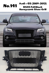RSQ5 Full Black Honeycomb Show Grill Compatible With Audi Q5 (2008-2011) RSQ5 Black Chrome Tag No.141