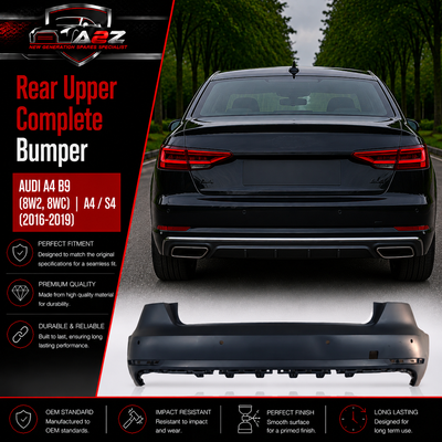 Rear Upper Complete Bumper 8W5807067A 8W5807067AGRU Compatible With AUDI A4 B9 (8W2, 8WC) | A4 / S4