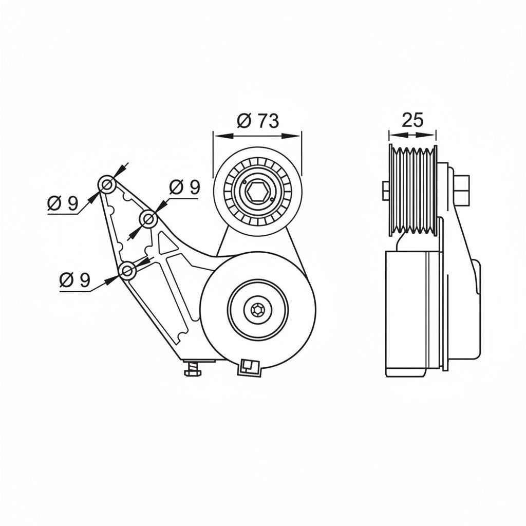 Belt Tensioner With Pulley 022145299E 95510229900 Compatible With AUDI Q7 (4LB) & PORSCHE CAYENNE (92A) & VW PHAETON (3D1, 3D2, 3D3, 3D4, 3D6, 3D7, 3D8, 3D9)