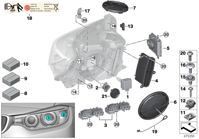 TMS LED Headlight Driver Control Module Adaptive 63117427612 63117378511 63117396128 63117409583 63117440879 Compatible With BMW F32 F36 F15 F16 With AHL