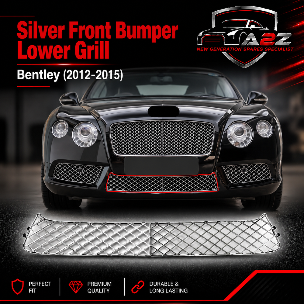 Silver Front Bumper Lower Grill 3W3807667F 3W3807639C Compatible With Bentley GT (2012-2015) Tag No.253