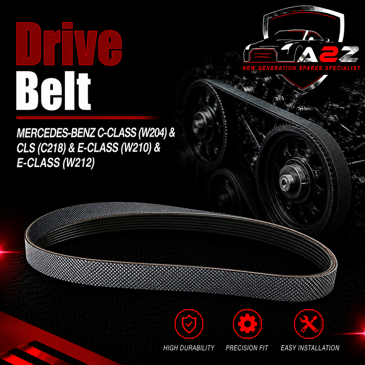 Drive Belt 6PK2155 Compatible With MERCEDES-BENZ C-CLASS (W204) & CLS (C218) & E-CLASS (W210) & E-CLASS (W212)  Tag-BEL-35