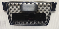 RS4 Black And Chrome Honeycomb Show Grill Compatible With Audi A4 B8(2009-12) RS4 Silver Chrome Tag No.2