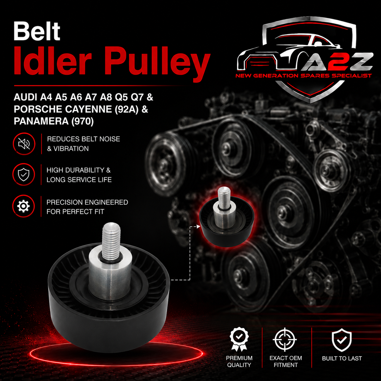 Belt Idler Pulley 06E903341A 06E903137A 06E903137J Compatible with AUDI A4 A5 A6 A7 A8 Q5 Q7 & PORSCHE CAYENNE (92A) & PANAMERA (970) Tag no : 6