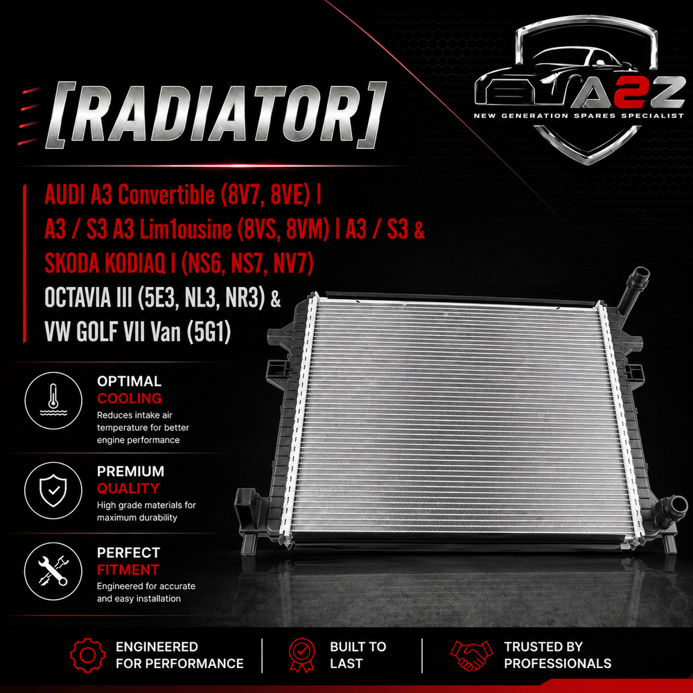 Radiator 8K121251L Compatible With AUDI A3 Convertible (8V7, 8VE) | A3 / S3 A3 Lim1ousine (8VS, 8VM) | A3 / S3 & SKODA KODIAQ I (NS6, NS7, NV7) OCTAVIA III (5E3, NL3, NR3) & VW GOLF VII Van (5G1)