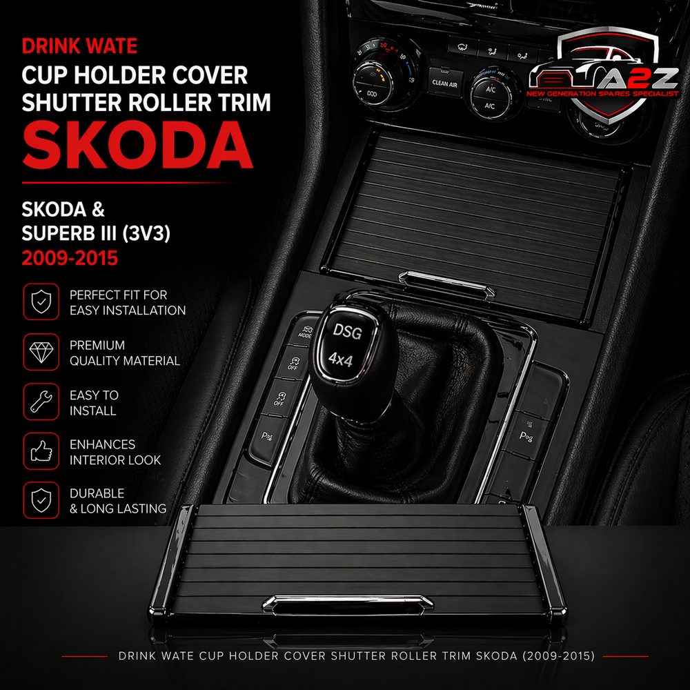 Black Central Console Drink Water Cup Holder Cover Shutter Roller Trim 3T08625319 Compatible With Skoda  SKODA & SUPERB III (3V3)