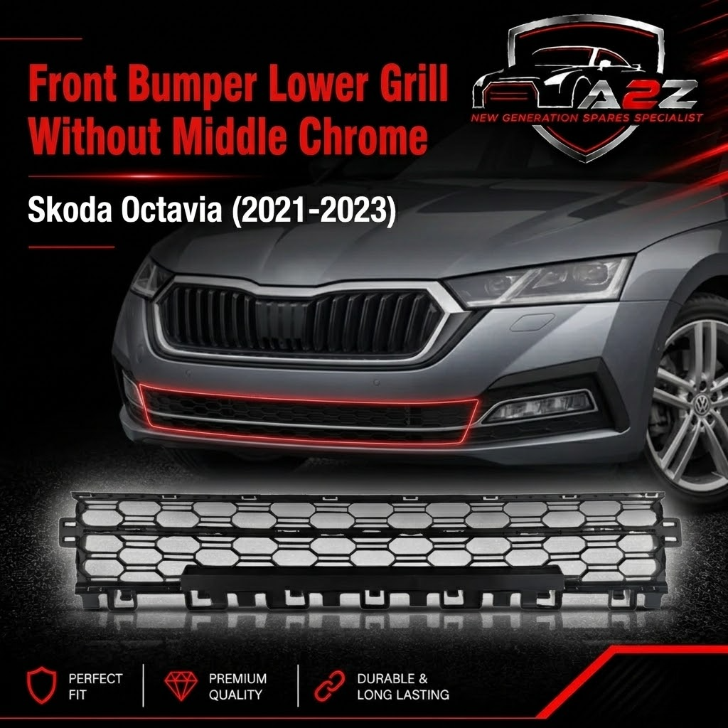 Front Bumper Lower Grill Without Middle Chrome 5E3853677A Compatible With Skoda Octavia (2021-2023) Tag No.504