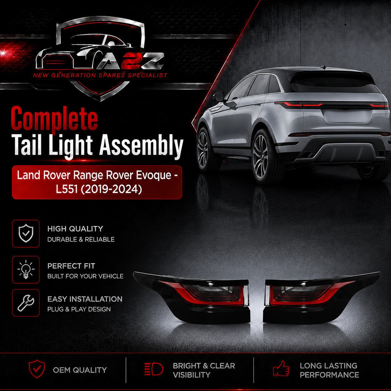 Tail Light Assy Left LR128382 LR116005 & Right LR128379 LR116002 Compatible With Land Rover Range Rover Evoque - L551 (2019-2024) Tag No.18
