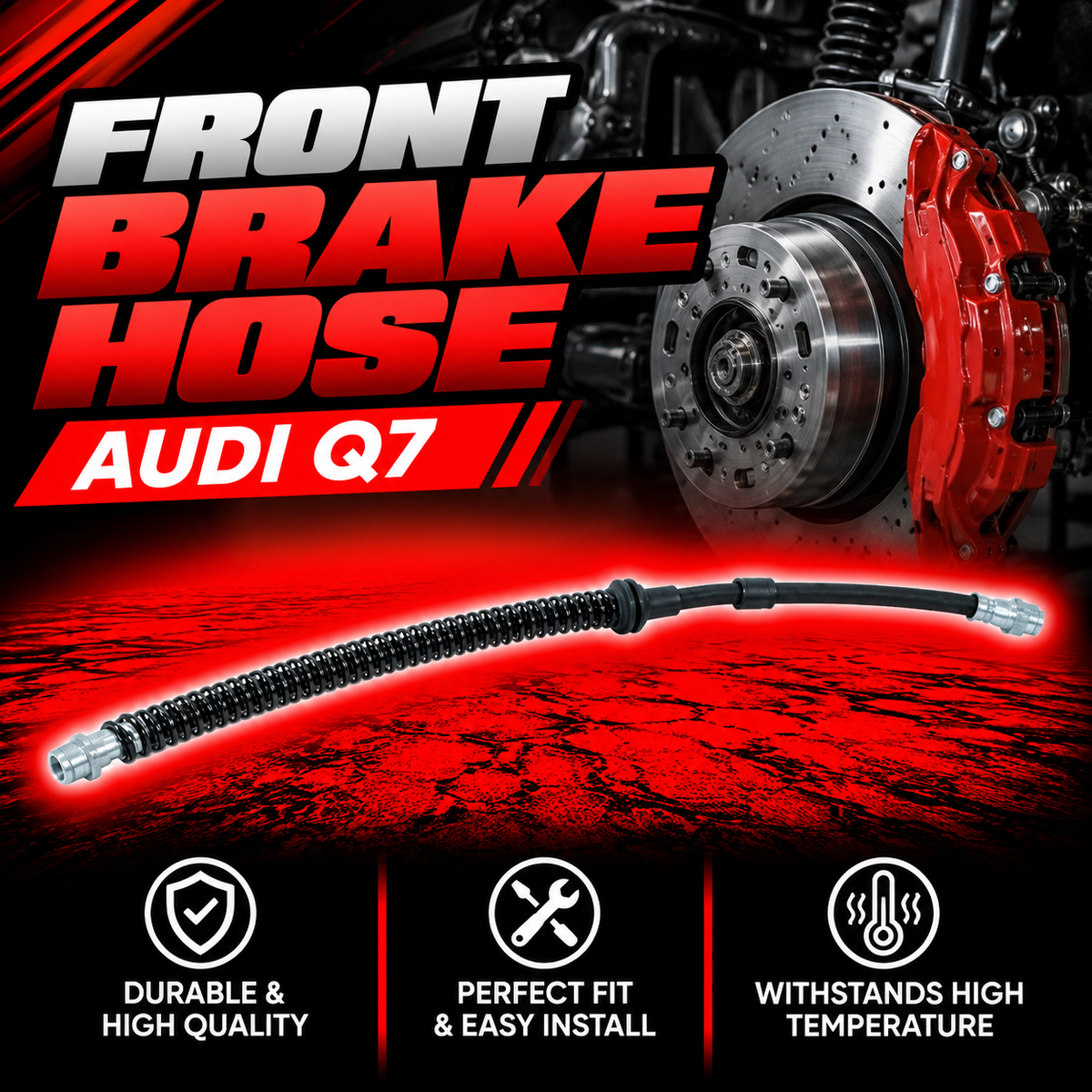 Front Brake Hose 7P6611701 7P6611701A 7P6611701C Compatible with Audi Q7 Cayenne Tag No.667