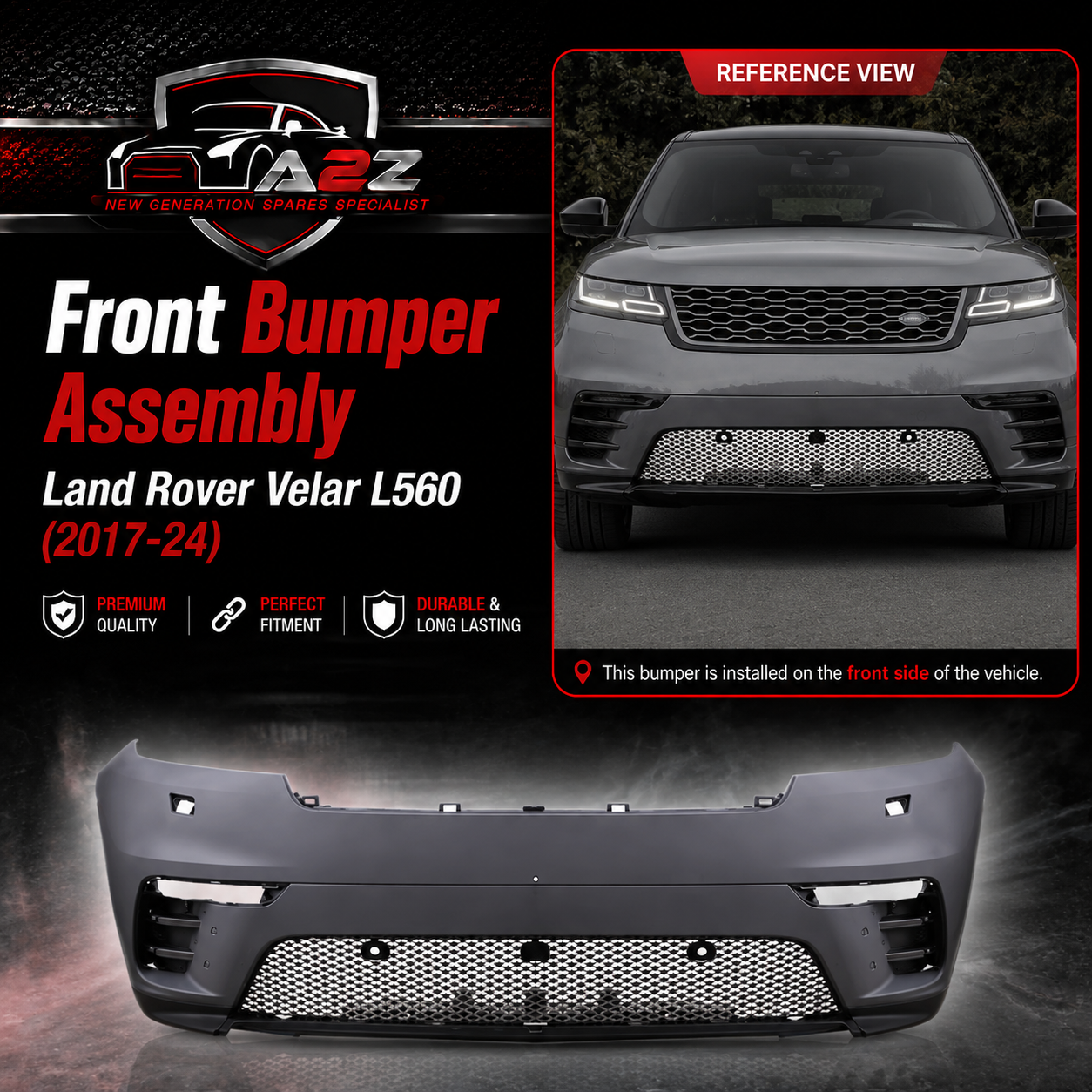 Front Bumper Assembly LR116452 Compatible With Land Rover Velar L560 (2017-24)