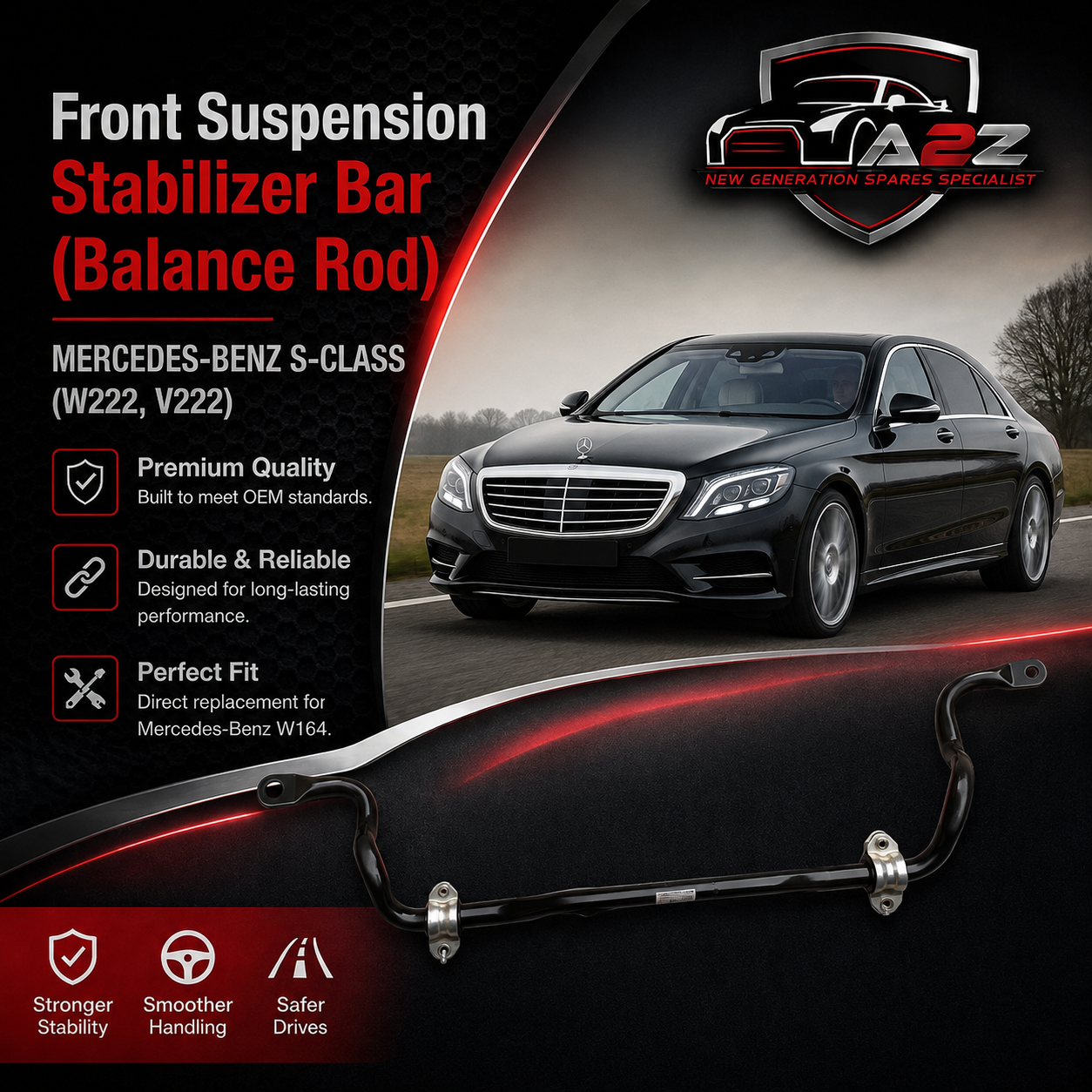 Front Suspension Stabilizer Bar (Balance Rod) 2223231265 Compatible with MERCEDES-BENZ S-CLASS (W222, V222)
