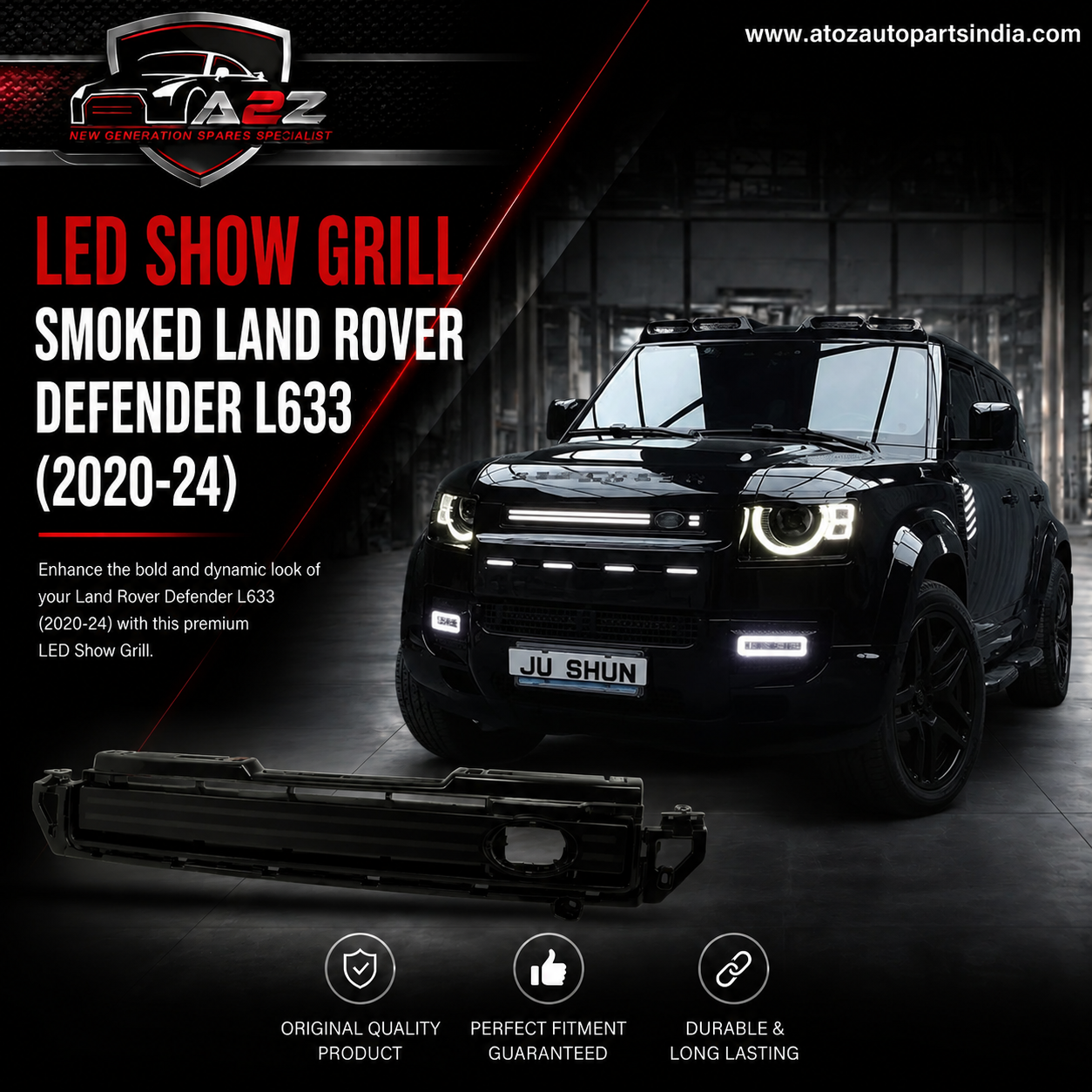 LED Show Grill Smoked Compatible With Land Rover Defender L633 (2020-24)